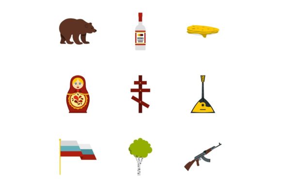 Symbols Representing Russia Icons Set Illustration Icônes Par ylivdesign