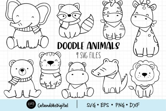 Doodle Animals Svg Graphic Illustrations By CatAndMe