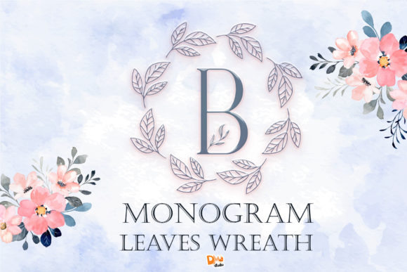 Monogram Leaves Wreath Fuentes Decorativas Fuente Por dmletter31