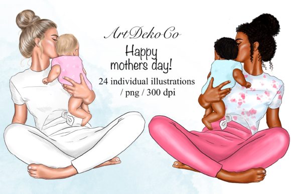 Mothers Day Clipart, Mom Clipart. Graphic Illustrations Imprimables By ArtDekoCo
