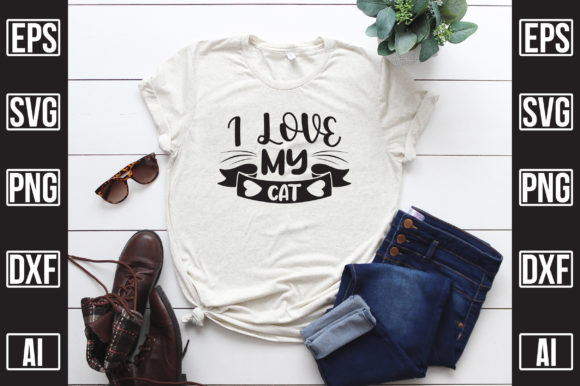 I Love My Cat Graphic T-shirt Designs By DesignAttend