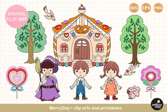 Clip Arts Hansel Gretel Fairy Tale Art Graphic Illustrations By MerryDay