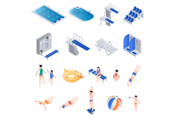 Pool Equipment Icons Set Graphic Icons By nsit0108