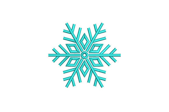 Floral Cyan Snowflake Winter Embroidery Design By DigitEMB