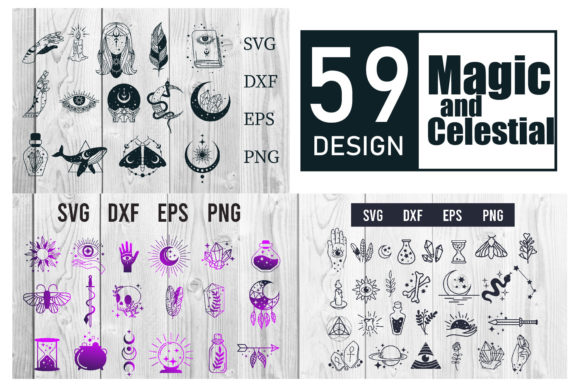 Magic and Celestial SVG Bundle 59 Design Graphic Print Templates By dadan_pm