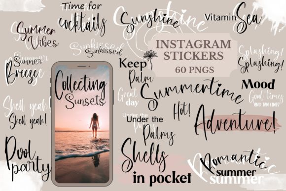Summertime Instagram Story Stickers Graphic Objects By sidelnikova.yy