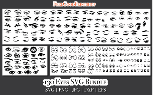 130 Eyes SVG Eyes Clipart Eyes Cut File Graphic Crafts By FeelGoodPrintshop
