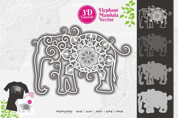 Elephant Mandala Vector SVG 3D Layered 5 Graphic 3D SVG By Ahsancomp Studio