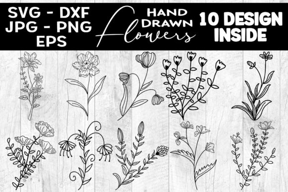 Hand Drawn Flowers Bundle Gráfico Artesanato Por Aleksa Popovic