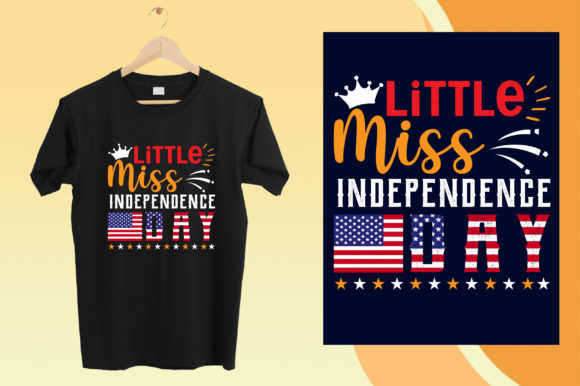 Little Miss Independence Day T-Shirt Graphic Print Templates By T-Shirt Field