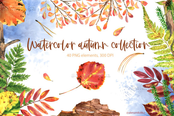 Autumn Watercolor Clipart. Fall Sublimat Graphic Print Templates By Alenamilolika