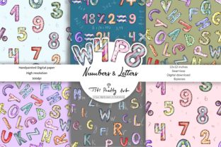 Numbers and Letters Digital Paper Pack Graphic Illustrations By Titi Pretty Art 1