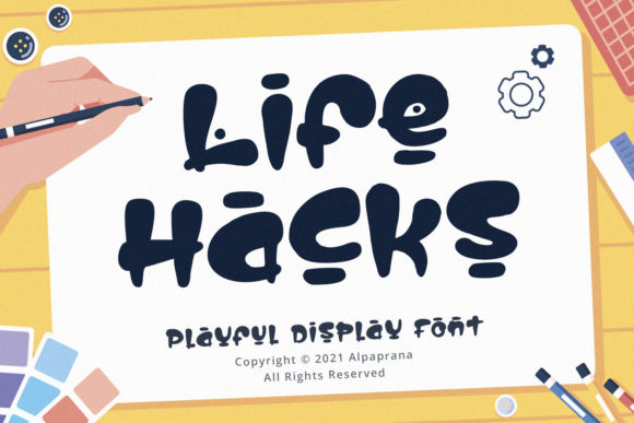 Life Hacks Display Font By alpapranastudio