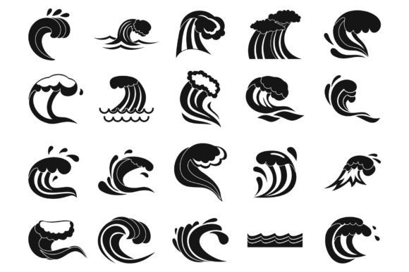 Wave Icon Set, Simple Style Graphic Icons By ylivdesign