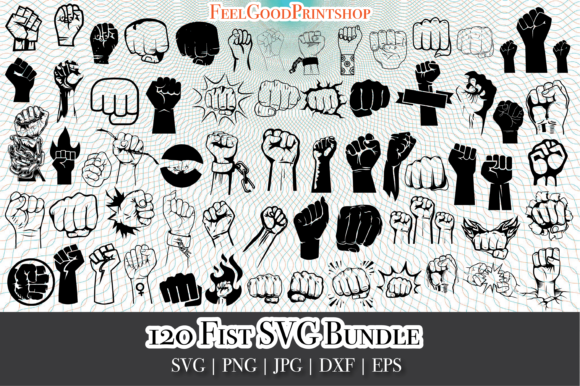 120 Fist SVG Black Fist Svg Fist Vector Graphic Crafts By FeelGoodPrintshop
