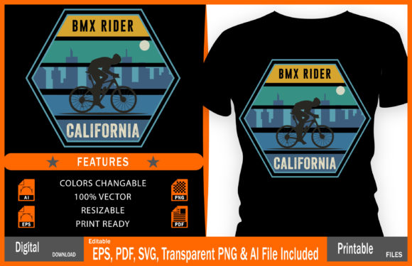 BMX Rider California Graphic Print Templates By prantoart99
