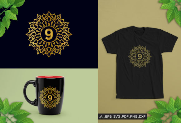 Mandala Number 9 Graphic Crafts By SVG Moon