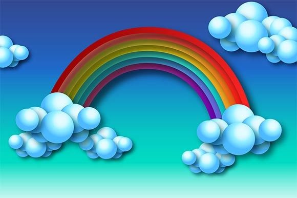 3D Rainbow and Clouds Paper Cutout Graphic 3D SVG By Bellart