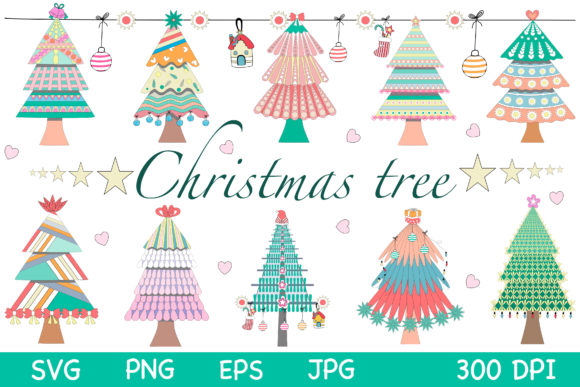 Christmas Tree 10 Elements Graphic Illustrations By auauaek4
