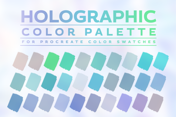 Holographic Color Palette Procreate IPad Gráfico Acciones y Preajustes Por emojoez