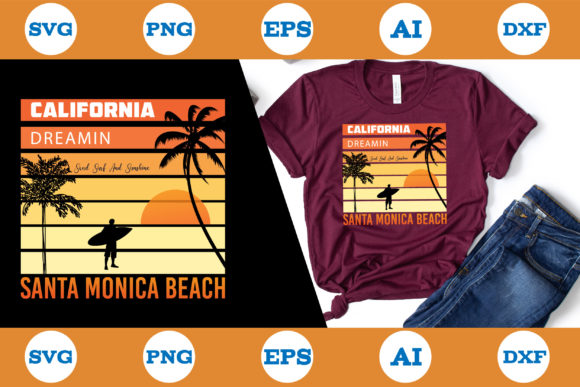 California Dreamin Sand Surf and Sunshin Graphic Print Templates By Ragib