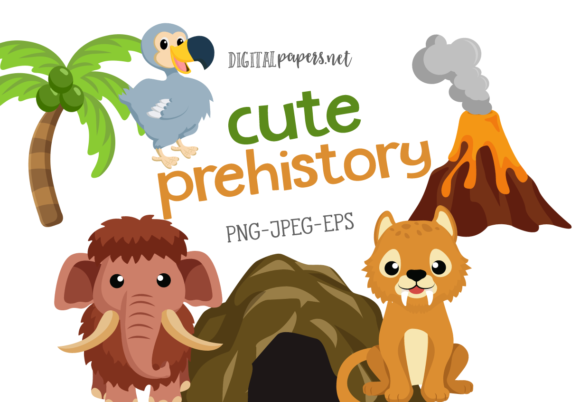 Cute Prehistory Clipart Graphic Illustrations By DIPA Graphics