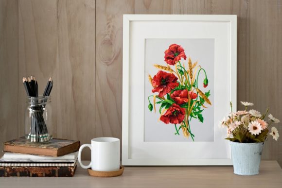 Bouquet of "Poppies and Grain" Illustration Illustrations Imprimables Par Aneta Design 