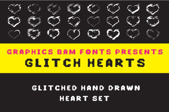 Glitch Hearts Font Dingbat Font Di GraphicsBam Fonts