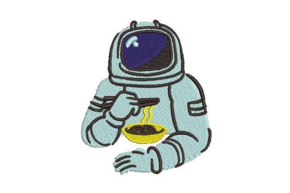 Astronaut Eating Ramen Robots & Space Embroidery Design By Embroidery Designs