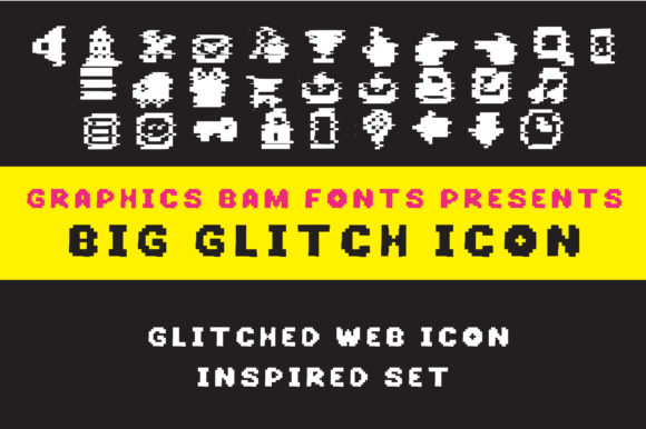 Big Glitch Icon Font Dingbat Font Di GraphicsBam Fonts