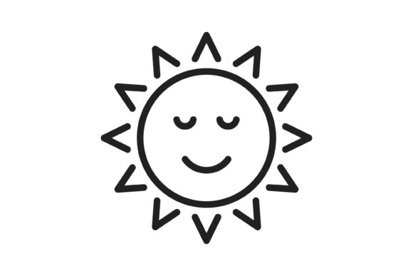 Sun with Face Line Icon Graphic Icons By IconBunny