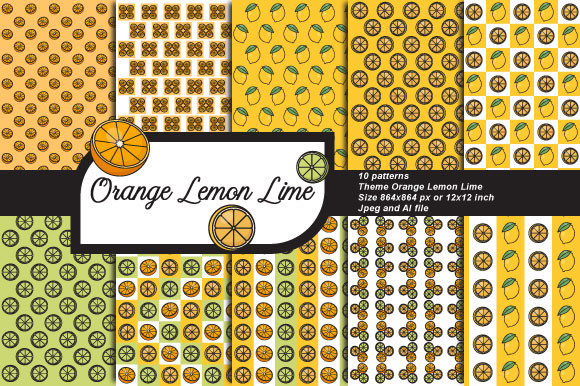Orange Lemon Lime Pattern Graphic Patterns By MUGEN ART