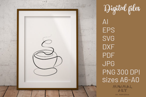 Wall Art/One Line Coffee Svg Graphic Illustrations By Momixzaa