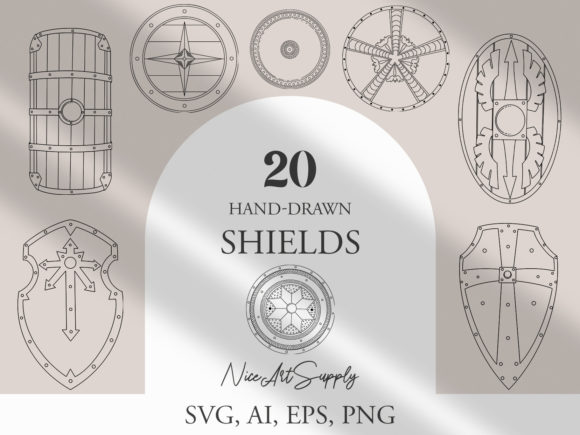 Shield Line Art Vector Graphic Icons By niceartsupply