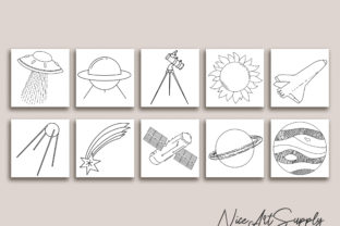 Space Line Art Vector Afbeelding Iconen Door niceartsupply 4
