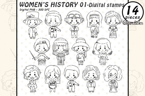Women's History Digital Stamps Graphic Illustrations By clipartfables