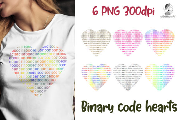 Heart Binary Code PNG Bundle, Sublimatio Graphic Crafts By Komanna_Art