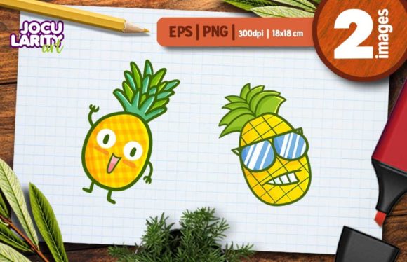 Cute Pineapple Character Smiling Vector Graphic Illustrations By JocularityArt