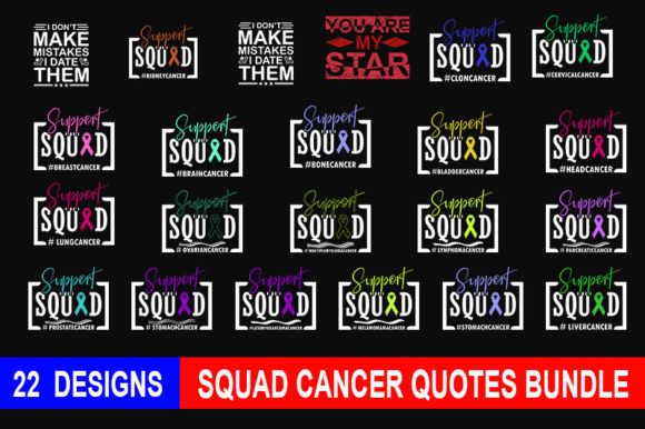 Squad Cancer Quotes Svg Cut Files Bundl Graphic T-shirt Designs By CraftStudio
