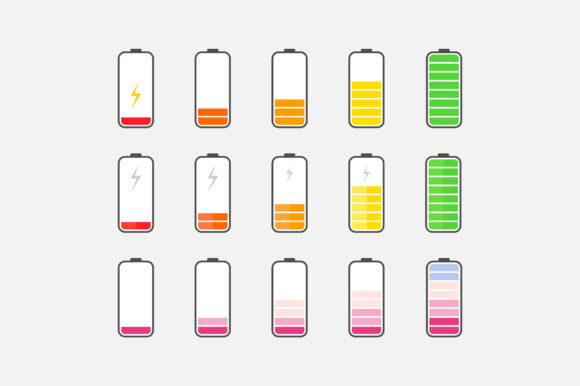 Phone Battery Indicator Symbols Graphic Illustrations By Salamahtype Template