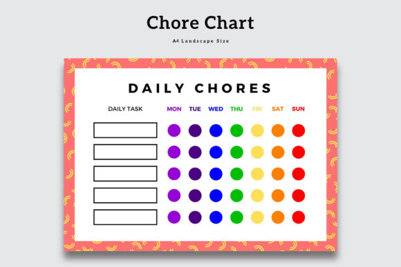 Colorful Daily Chores Template Graphic KDP Interiors By AmitDebnath