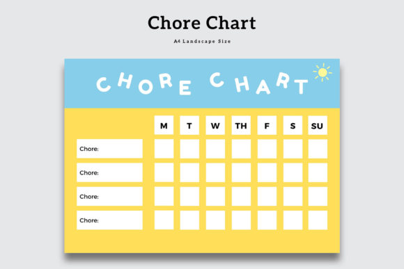 Simple Blue and Yellow Chore Chart Sheet Afbeelding KDP-ontwerpen Door AmitDebnath