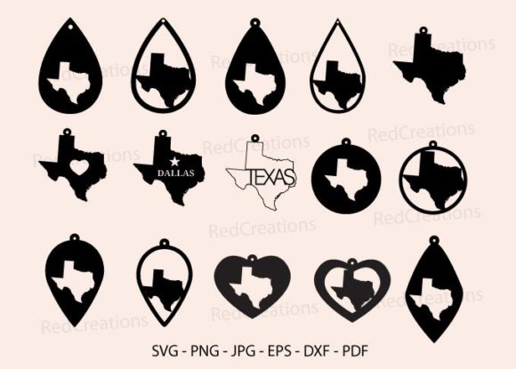 Texas Earrings Template Svg, Texas State Gráfico Manualidades Por RedCreations
