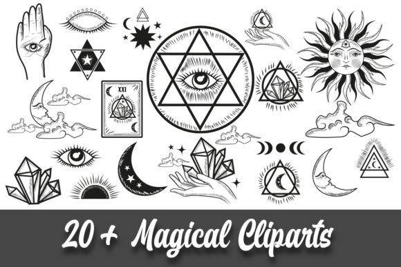Celestial Magic and Mystic Clipart Grafik Druckbare Illustrationen Von Grafixeo