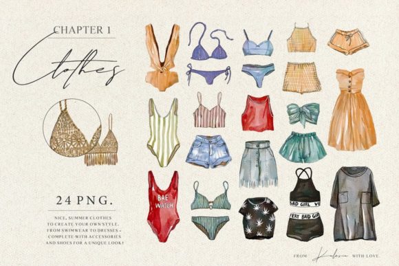 Summer Clothes - Watercolor Set Graphic Illustrations By Kaleriia Studio