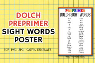 Dolch Preprimer Sight Words Poster Graphic PreK By craftedwithbliss