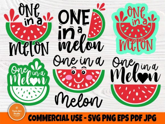 One in a Melon, Watermelon Bundle Graphic Crafts By TonisArtStudio