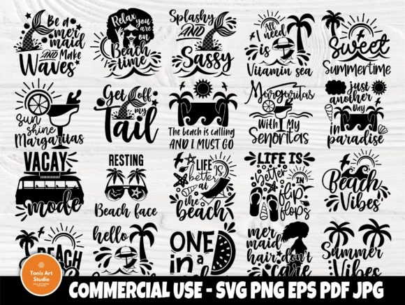 Summer SVG Bundle, Beach Svg, Mermaid Gráfico Manualidades Por TonisArtStudio