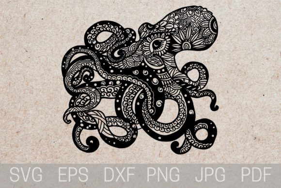 Octopus Tattoo Stencil, Octopus SVG Gráfico Artesanato Por tattooworker