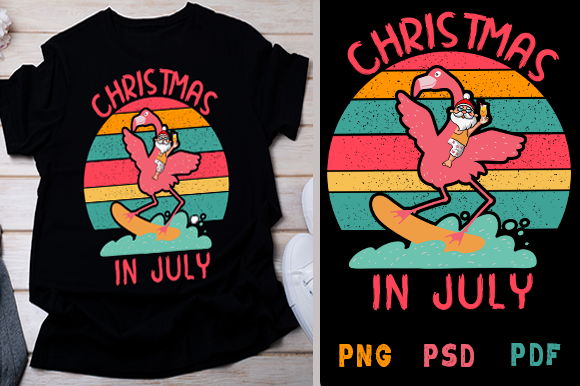 Santa Flamingo Christmas in July Graphic Illustrations By TEAM20